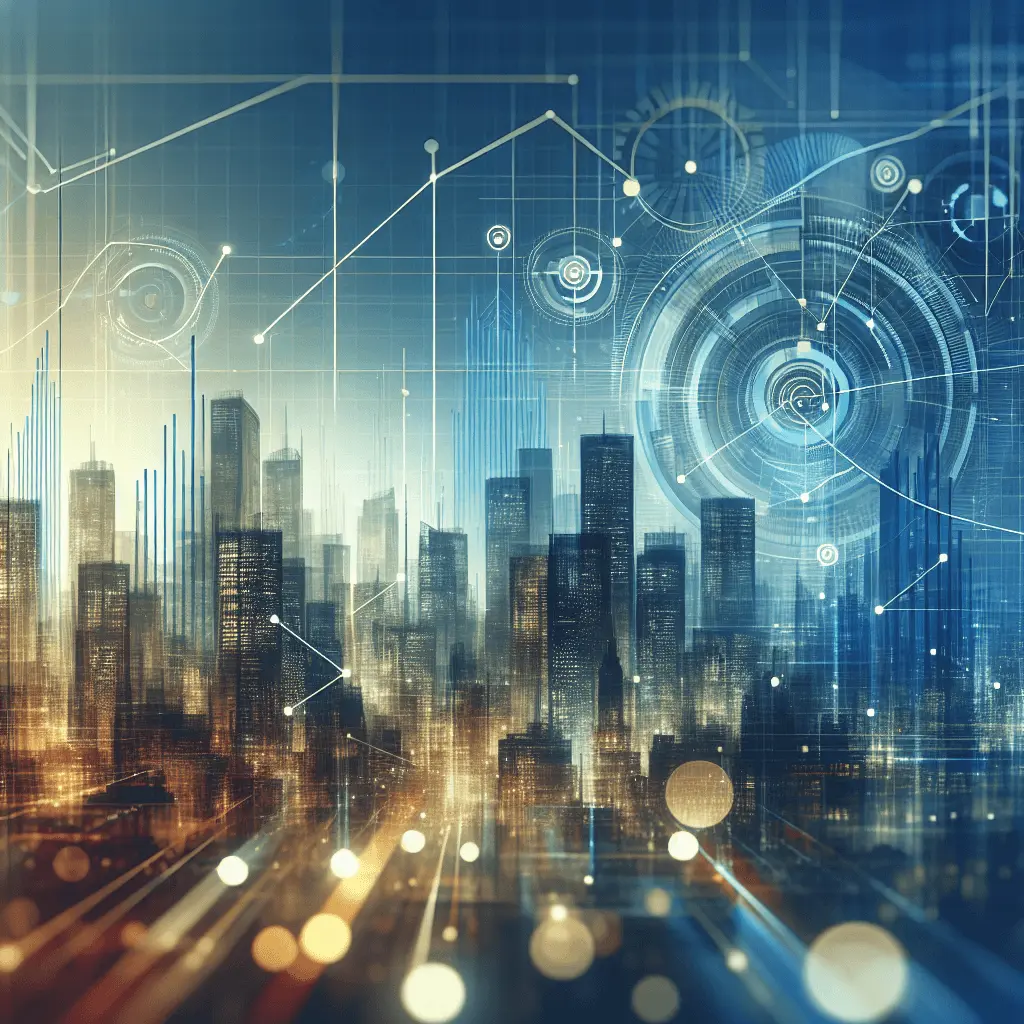 Imagen panorámica estilo corporativo con gráficos de crecimiento abstractos y el horizonte de la Ciudad de Panamá al fondo, en tonos azules y dorados.